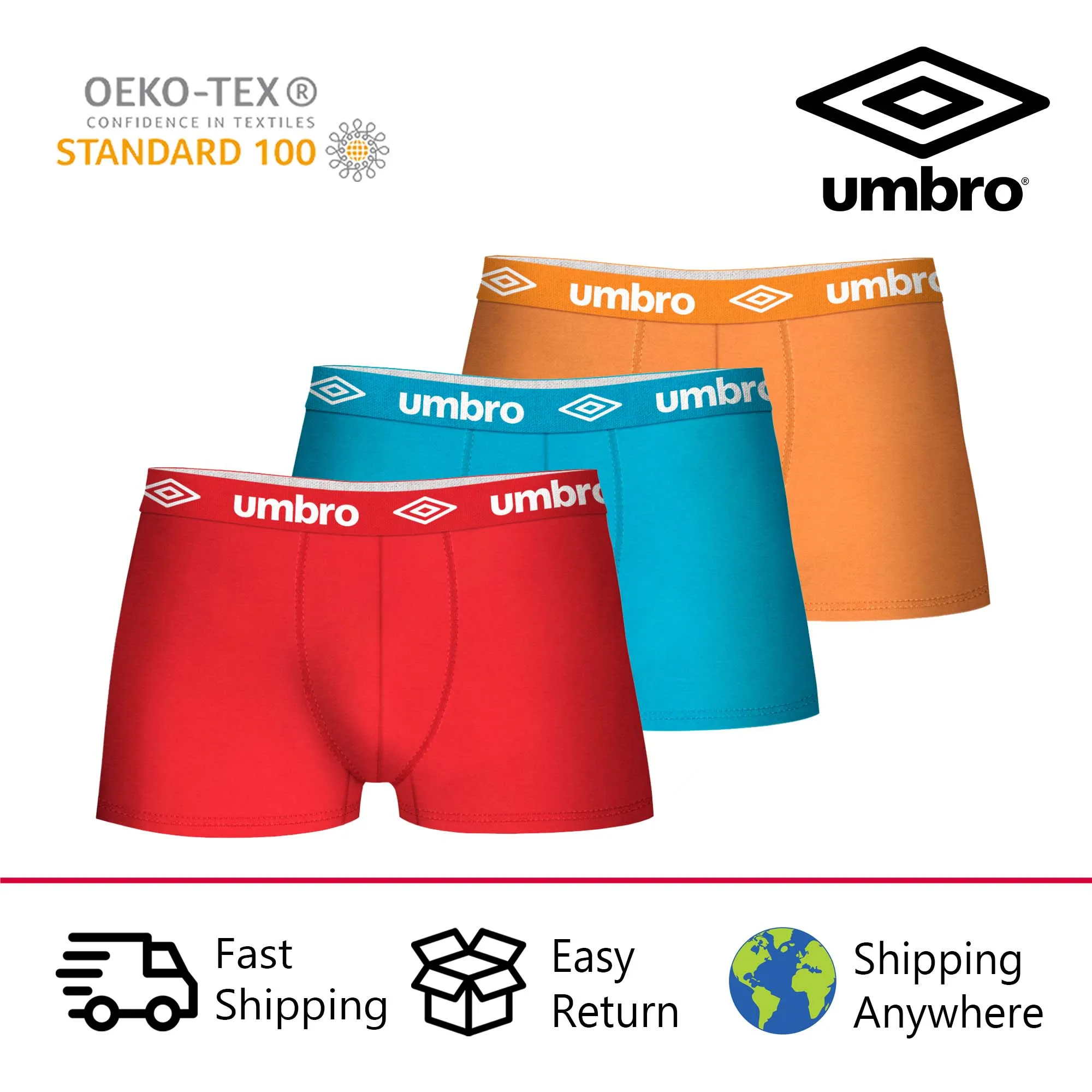 Мужские шорты-боксеры UMBRO упаковка из 3/15 хлопка разных цветов | Мужская одежда