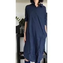 Shirt Dress Robe Tunic Office-Vestidos Long-Sleeve Lapel Female Elegant Autumn Cotton