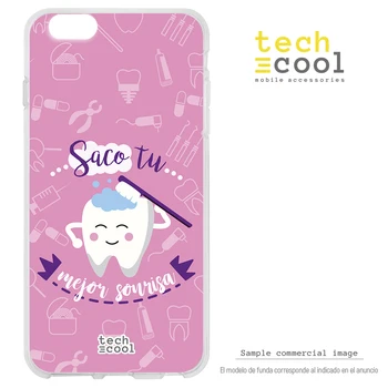 

FunnyTech®Case Silicone for IPhone 11 Pro L dentist "Sack your best smile" vers.2 pink background