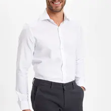Дефакто Мужская официальная белая рубашка Повседневный тканый Топ с длинным рукавом рубашка офисная Деловая одежда Топ рубашка Новинка-K6572AZ19SMWT34-K6572AZ19SM