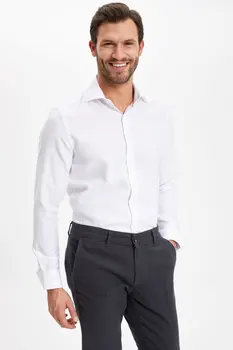 

DeFacto Men Formal White Shirt Casual Woven Top Long Sleeve Shirt Office Business Wear Top Shirt New - K6572AZ19SMWT34-K6572AZ19SM