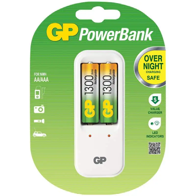 Зарядное устройство GP PB410GS130 2CR2 + 2шт акк. AA (HR06) 1300mAh (арт. 200576)|Зарядные устройства| |