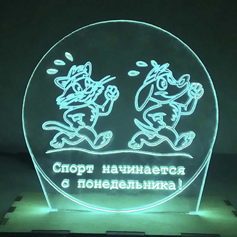 n-079 Спорт с понедельника-3D USB светодиодный Эко-светильник-ночник, ручной, настольный ночник, домашний декор