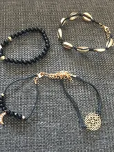 Nuevos Bohemios negro cuerda cadena pulsera para las mujeres aviones de Luna corazón brazalete con dije de cristal de la joyería de Boho