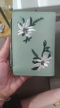 Billetera corta con estampado de flores para mujer, monedero pequeño con cremallera, tarjetero de cuero