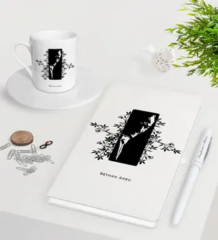 

Personalized Ataturk Themed White Notebook Pen Turkish coffee Cup Seti-8