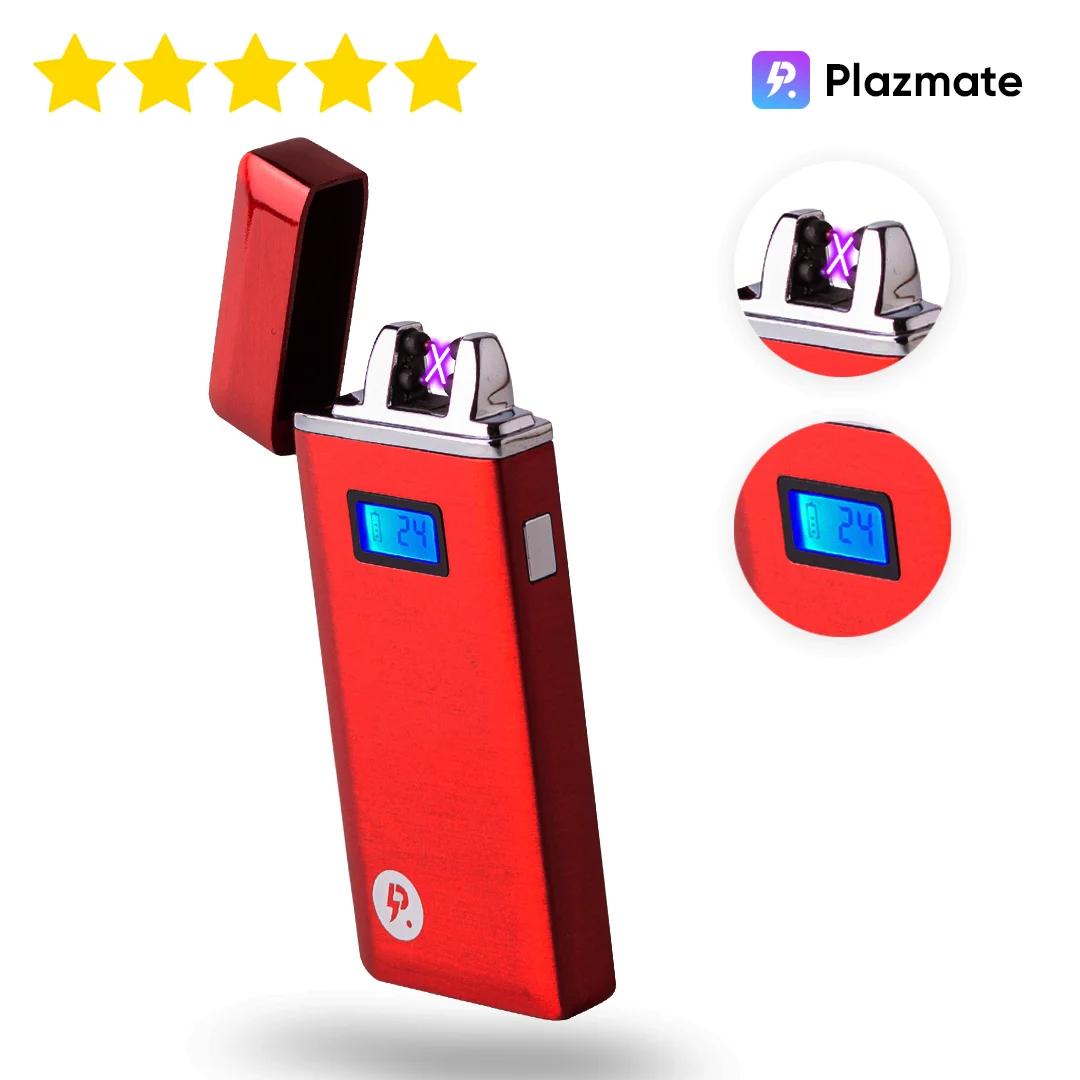 Электронная зажигалка Plazmate X2 зарядка через USB LED дисплей Red | Дом и сад