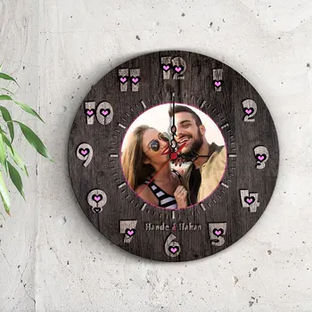 

Personalized Picture Heart Wood Wall Clock-2