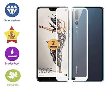 

Case & glass 2 PCs Premium screen Protector 3D tempered glass 9H Huawei P20 Pro White full coverage