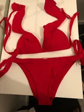 Ruffle Swimwear Bandage Push-Up-Pads Bikini Brazilian Two-Piece White Women Summer Mujer