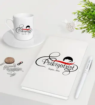 

Personalized Psychiatrist White Notebook Pen Turkish coffee Cup Set-4 Reliable Quality Cost Effective Gift Coolest Special