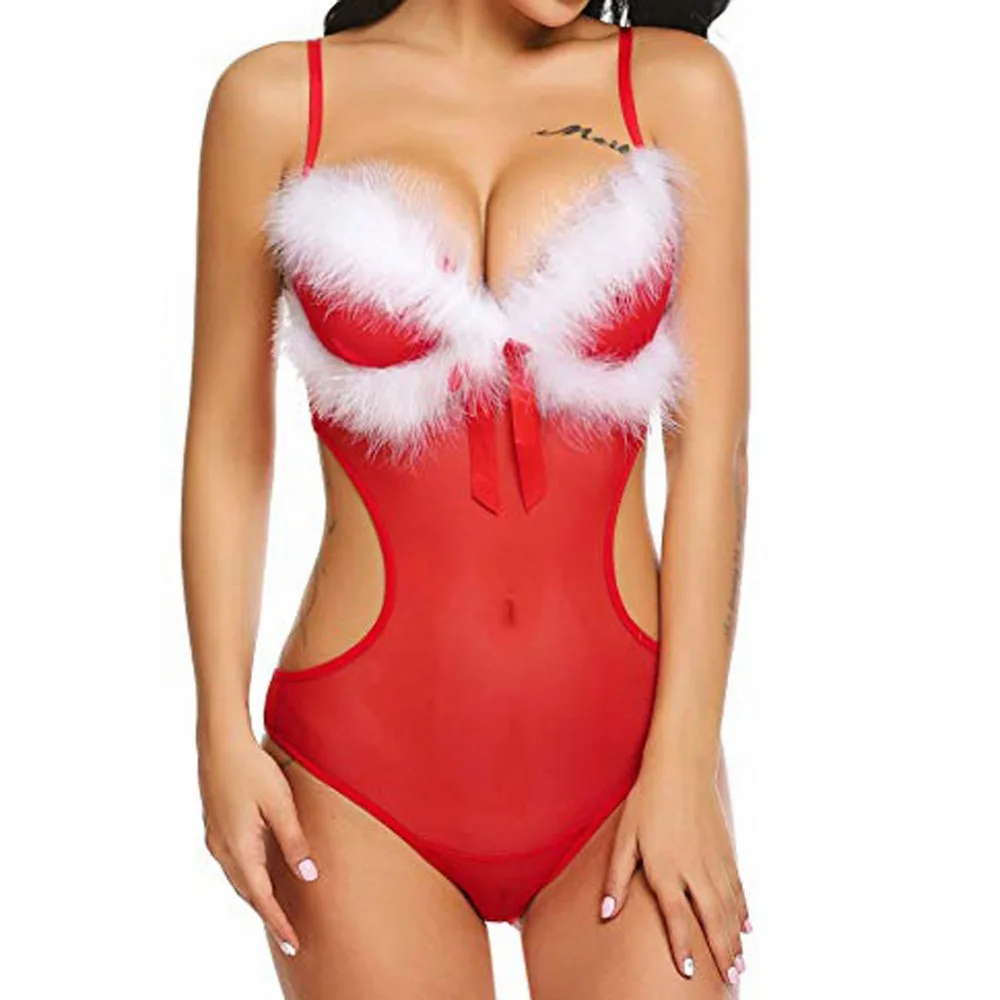 Рождественское кружевное сексуальное женское белье размера плюс S-3XL, эротические костюмы для женщин, прозрачная Пижама, ночная рубашка, Сексуальное белье