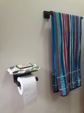 Towel-Rack Rail-Shelf Bathroom-Accessories Aluminum-Towel Toilet-Space Black Barstorage