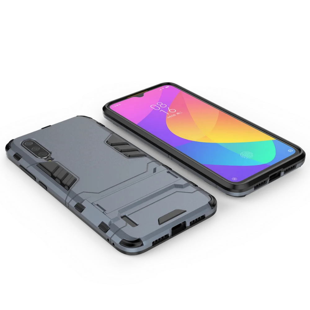 Чехол-подставка для Xiaomi mi 9 Lite/mi A3 Lite/CC9 Con soporte-чехол Гибридный противоударный Прочный - Цвет: Navy Blue