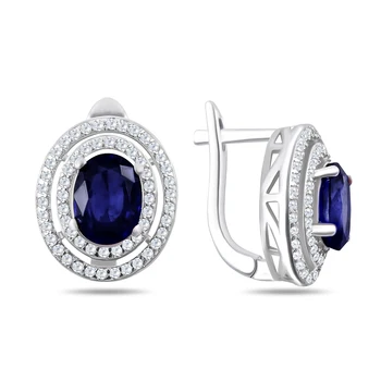 

Silver earrings with cubic zirconia Sint. And Sapphire Nat. (U)