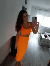 Kliou-top corto con apertura para mujer, top sin tirantes de color liso, cintura alta elástica, ajustado largo, conjunto de dos piezas, moda femenina