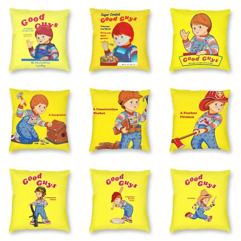 

Good Guys Construction Worker Pillow Covers Living Room Decoration Child's Play Chucky Film Cartoon Cushion Cover Pillowcase