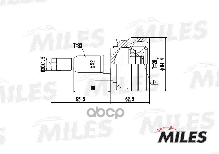 Шрус Chevrolet Lanos/Daewoo Espero/Nubira 1.5-2.0 91- Нар. Miles Ga20077 Miles арт. GA20077