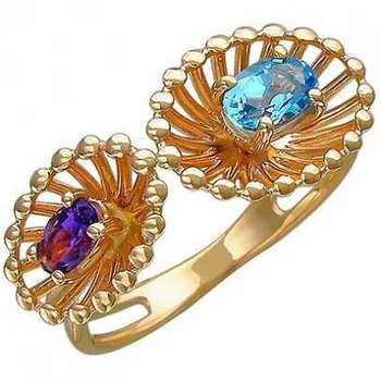 

Esthete ring with Topaz and amethyst in red gold