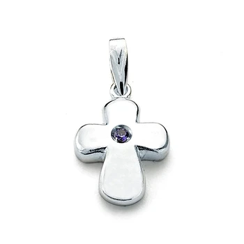 

Cross 18k white gold smooth 21mm. Cubic zirconia center rounded tips women