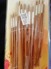 12 Uds pintura de artistas cepillo Set cabello de Nylon acrílico acuarela redondo punta