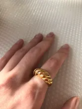 Anillos Croissant de acero inoxidable para mujer, sortija trenzada, anillo de cúpula gruesa, joyería, anillo llamativo