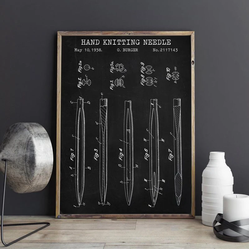 Knitting Needle 1930 Patent Print Wall Decor