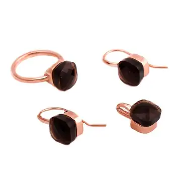 

Topaz Zircon Rose Silver Set 1417Hand Made Silver Jewellery Set