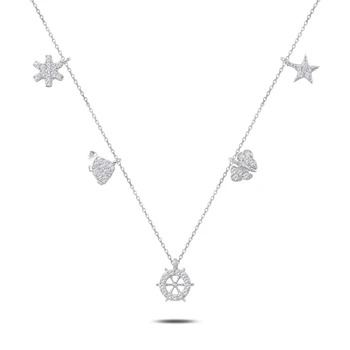 

KUTAYDAN Zircon Cubic Zirconia Dangle Pendant 925 Sterling Silver