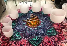 CVNC-Juego de 7 Uds. De cuencos para cantar de cristal de cuarzo esmerilado, con bolsas de transporte gratis, 6 -12