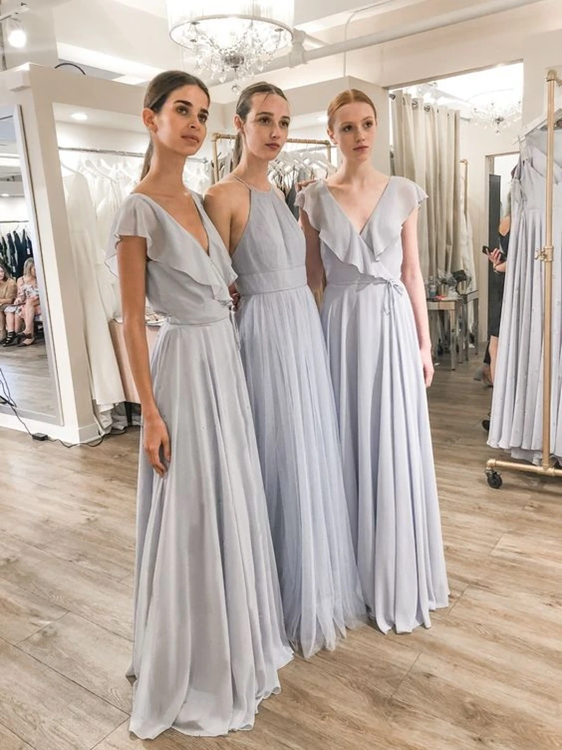 pale grey bridesmaid dresses