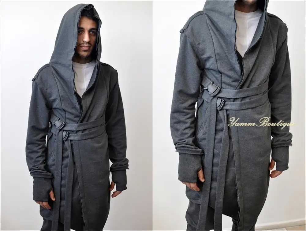 Кардиган-кимоно с капюшоном Assassin's Creed, кибер-Готическая куртка, длинная Асимметричная панк-рок Звездные войны, косплей, городское пальто, стимпанк Fut