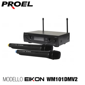 

Proel EIKON WM101DMV2 - Radiomicrofono Wireless UHF a 2 Microfoni Palmari con due uscite indipendenti, Nero