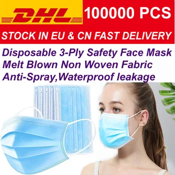 Billig 100000 Stücke Einweg 3-Ply Sicherheit Gesicht Maske | 3 Schichten | Melt Blown Vlies | GROßHANDEL