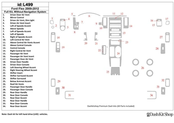 

Interior trim for Ford Flex 2009-UP. Set L499.
