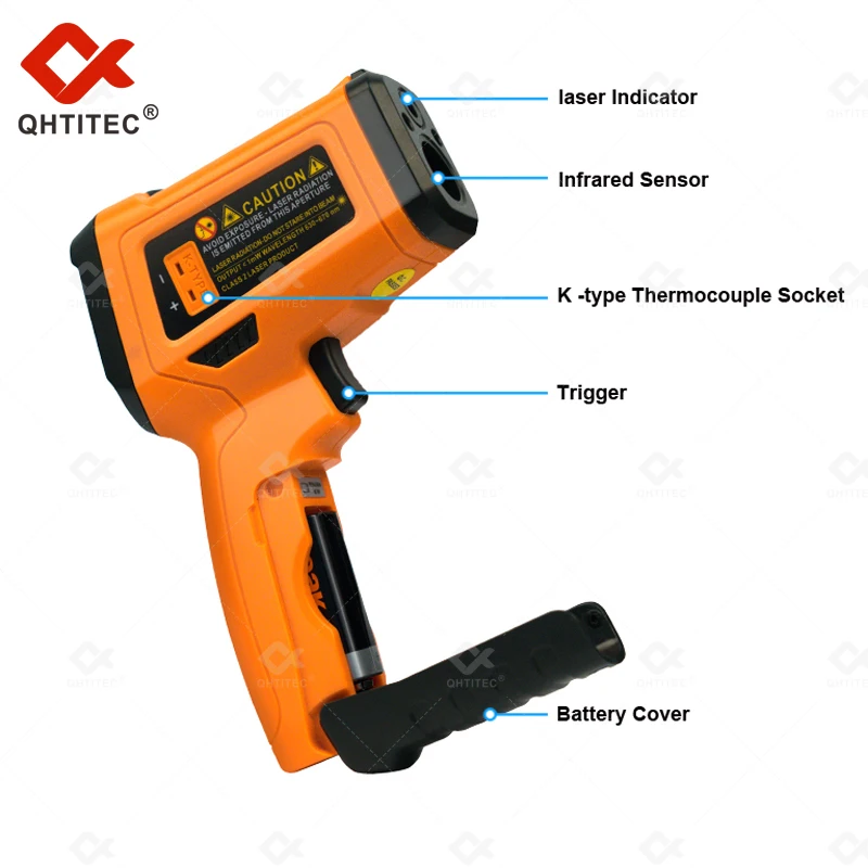 QHTITEC 휴대용 IR 적외선 온도계, PM6530D, 온도 건 미터,-50  800 ℃ 습도, 이슬 포인트, IRT K 타입 주변 UV 라이트