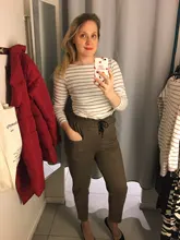 Womens Pants Trousers Harem Woolen Black High-Waist Winter Plus-Size Warm LYZCR Ankle-Length