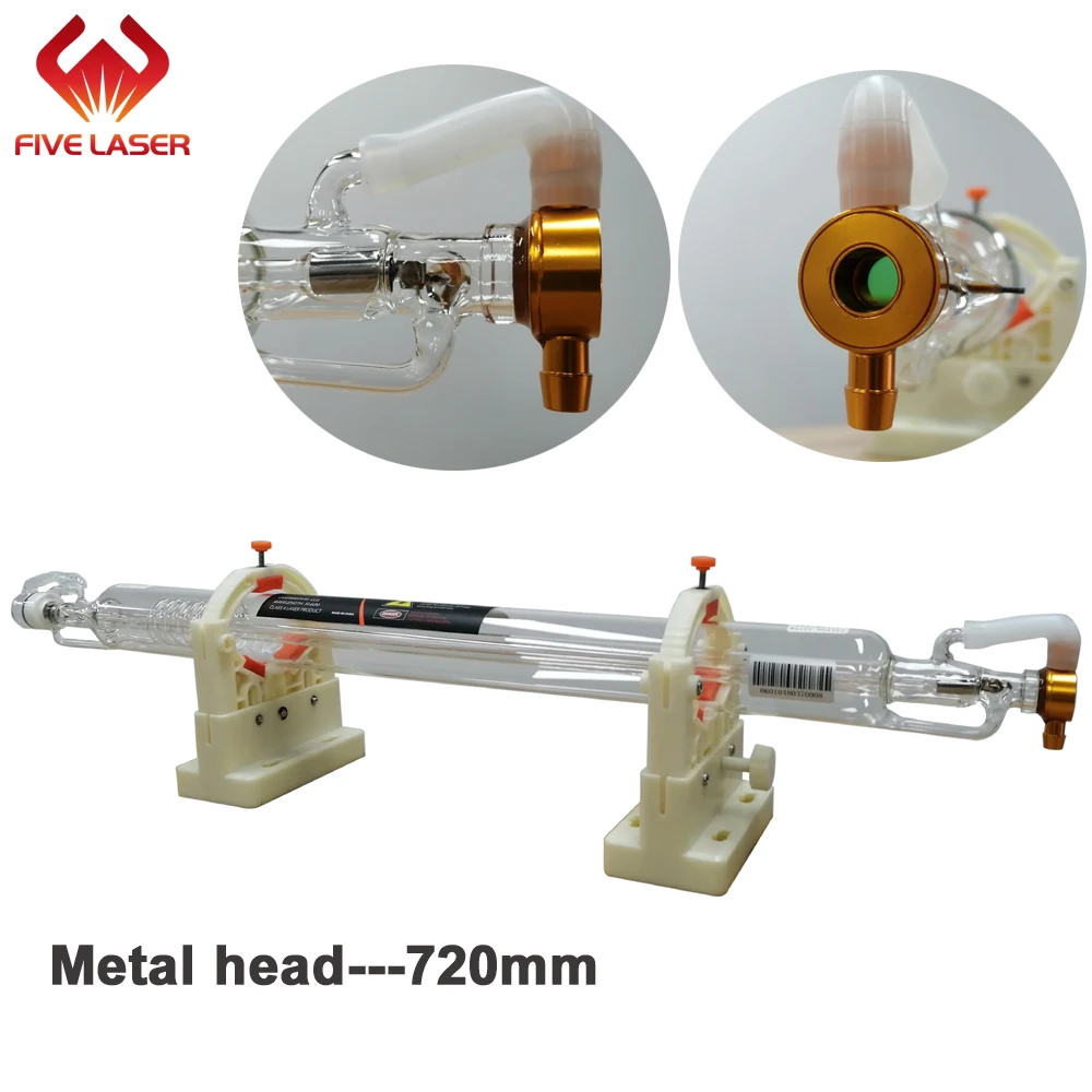 High quality SPT laser tube 40w laser power 720mm length and metal head for desktop engraving machine