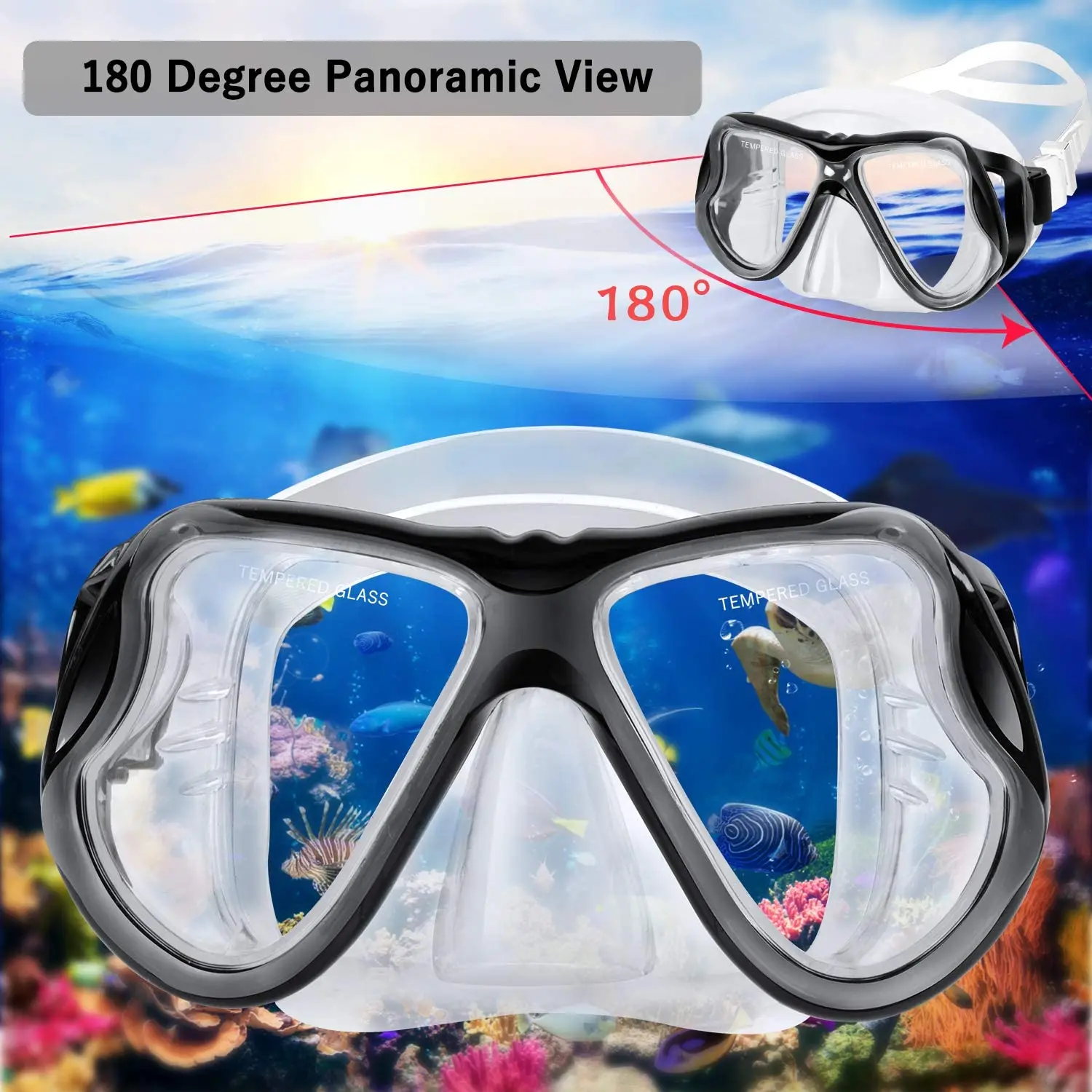 Anti-fog Diving Mask Snorkel Tube Set for Adult Professional Snorkel Full Breath Tube Gear Underwater Swim Goggles Equipment