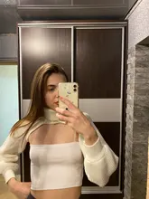 Suéter de punto de manga larga para mujer, calentadores de cuello alto, suéter con estilo informal, 2021