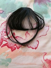 AILIADE-flequillo de aire Blunt falso para mujer, extensión de Clip de cabello sintético, flequillo falso Natural