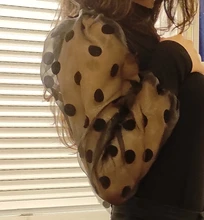 De moda de empalme de estampado de puntos manga transparente suéter de las mujeres de manga larga de punto cuello alto Jersey Top