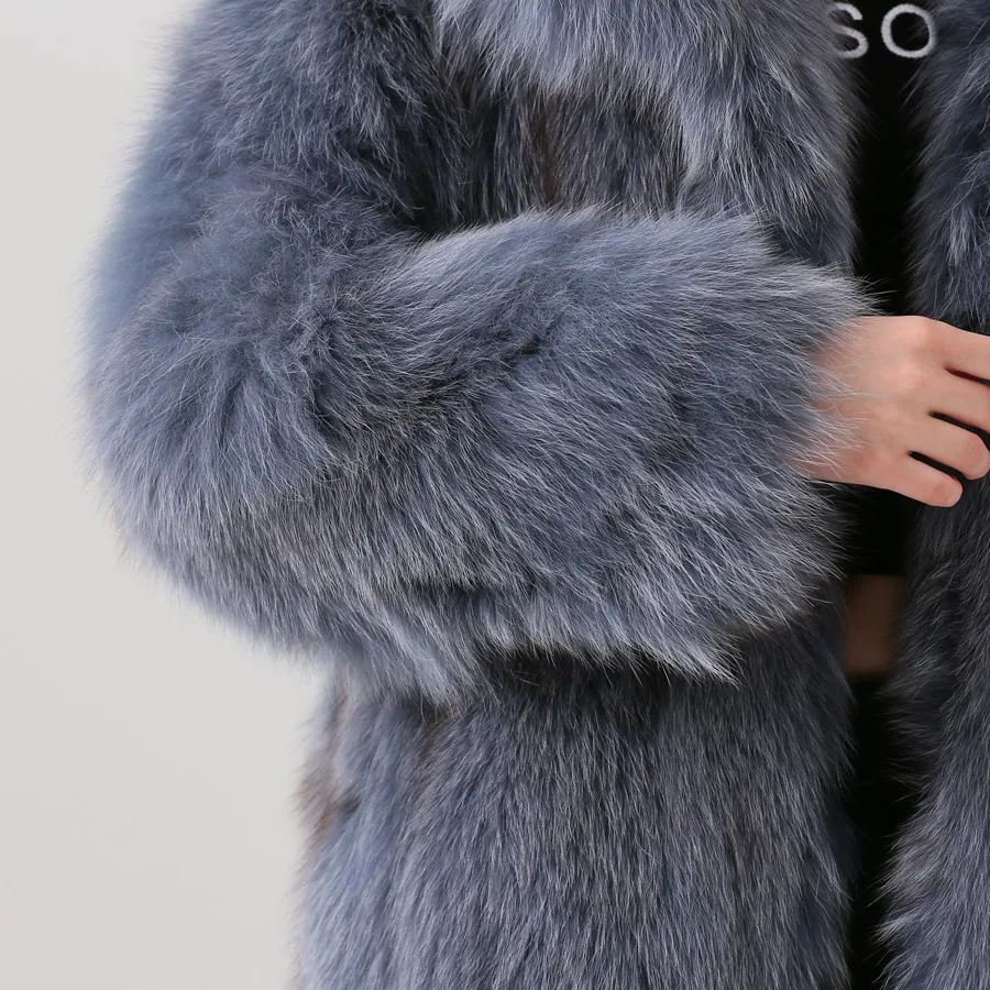 Короткая шуба из натурального Лисьего меха QC19047 Новое поступление, горячая Распродажа, женские зимние натуральным лисьим мехом пальто длинное пальто из натурального меха серебристой лисы