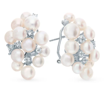 

Silver earrings with cubic zirconia and pearls sunlight sample 925