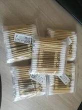 100 unids/bolsa de doble cabeza desechable de algodón de maquillaje hisopo de algodón suave brotes médicos palos de madera nariz y orejas Herramientas de limpieza Cotonete