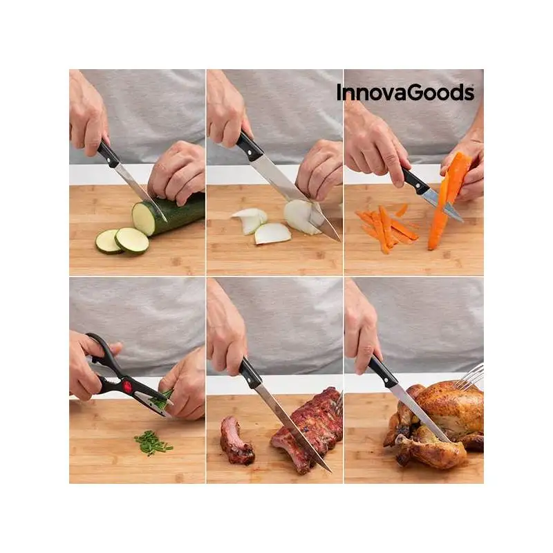 Набор ножей с деревянная подставка для ножей InnovaGoods(6 шт