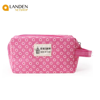 

Large Capacity cosmetic bag 1 piece canvas leather for women makeup beauty organizer bag case