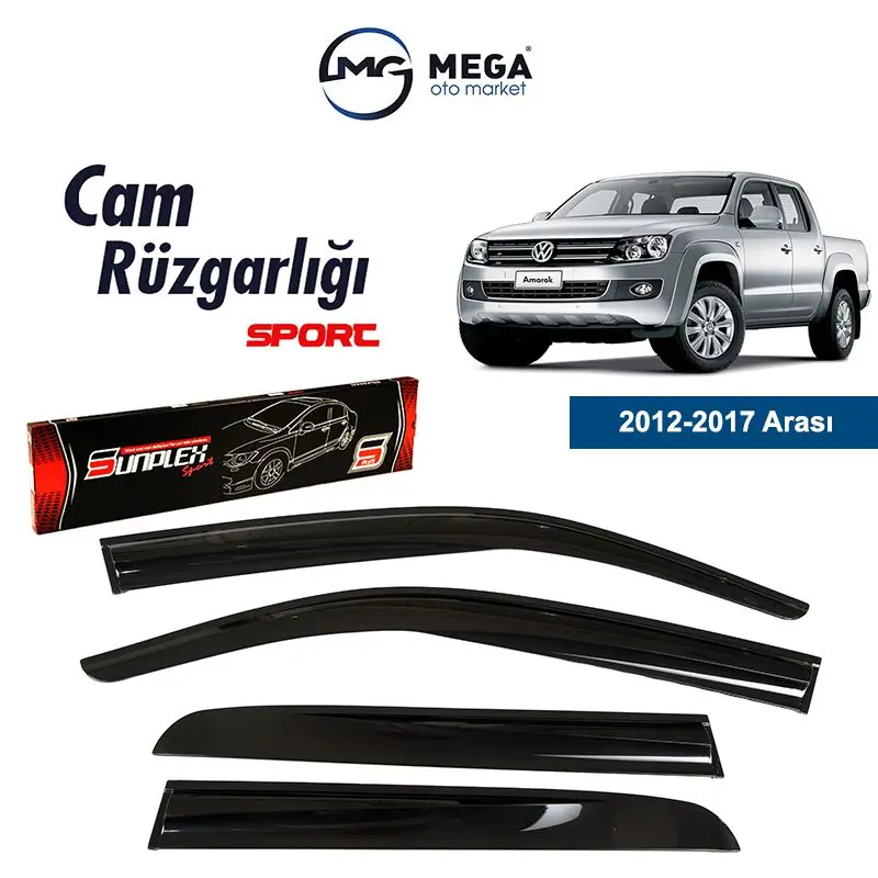Volkswagen Amarok (2012-2017) Спортивные Дождь Окно козырек дефлектор ветра черный рояль 4 шт.