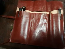 Nuevo estilo de cuero de la PU monedero bolsa de maquillaje Pem lápiz caso cosmético bolso Retro
