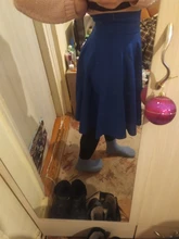 Skater Skirt Midi Knee-Length Vintage High-Waist Cotton Women New-Fashion Ladies Swing